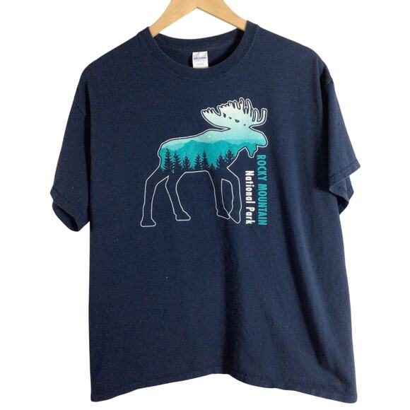 Classic Rocky Mountains National Park T Shirt Navy Blue L - Picture 1 of 4